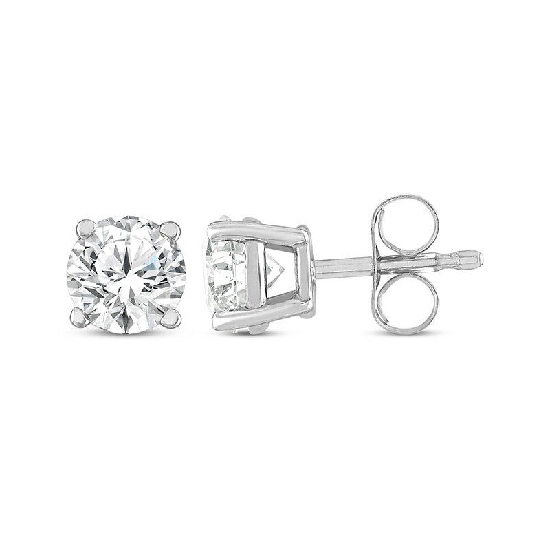 Main Image 3 of Previously Owned Diamond Solitaire Earrings 3/4 ct tw Round-cut 14K White Gold