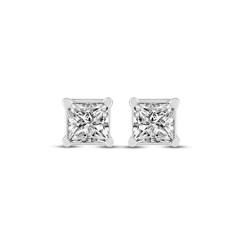Main Image 2 of Previously Owned Diamond Solitaire Earrings 1/2 ct tw Princess-cut 14K White Gold