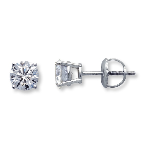 Previously Owned Round-Cut Diamond Solitaire Stud Earrings 1 ct tw 14K White Gold (J/I3)