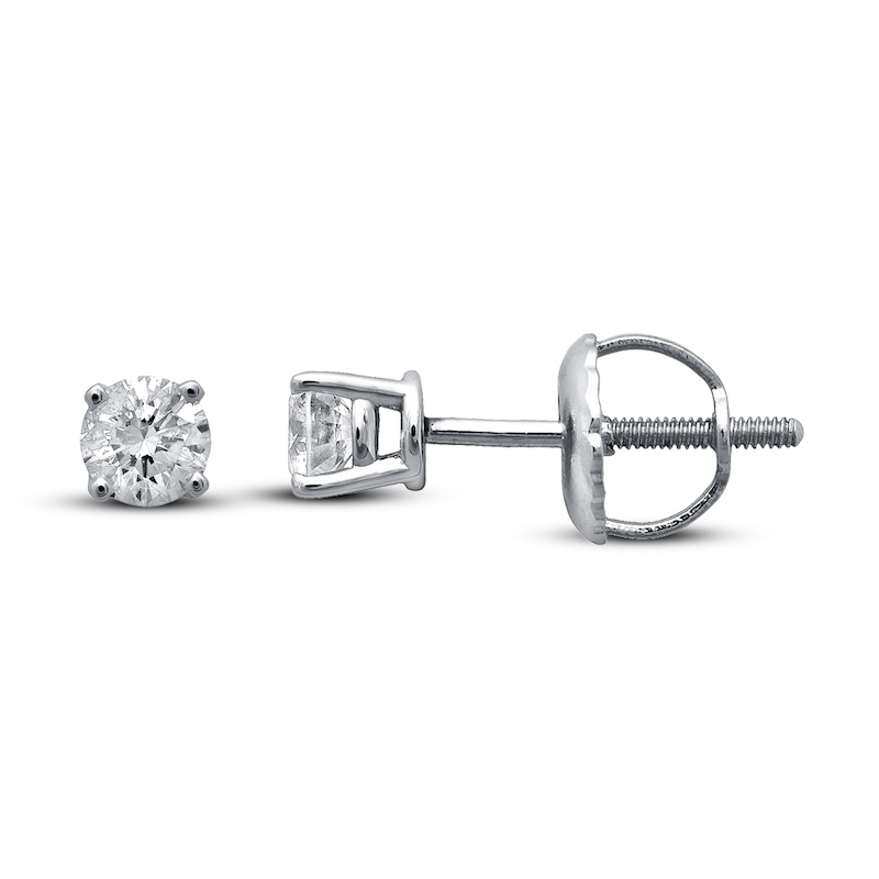 Main Image 1 of Previously Owned Certified Diamond Round-cut Solitaire Earrings 1/2 ct tw 18K White Gold
