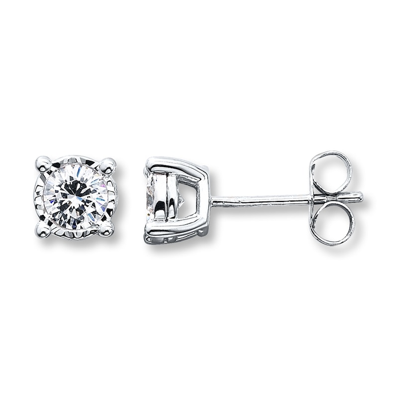 Main Image 1 of Previously Owned Radiant Reflections Solitaire Diamond Earrings 3/4 ct tw 10K White Gold (J/I3)