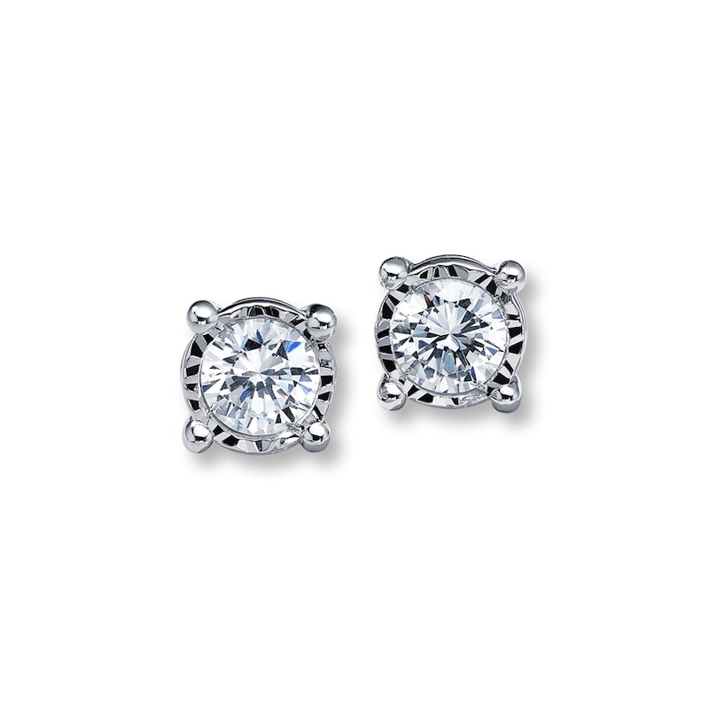 Main Image 2 of Previously Owned Radiant Reflections Solitaire Diamond Earrings 3/4 ct tw 10K White Gold (J/I3)