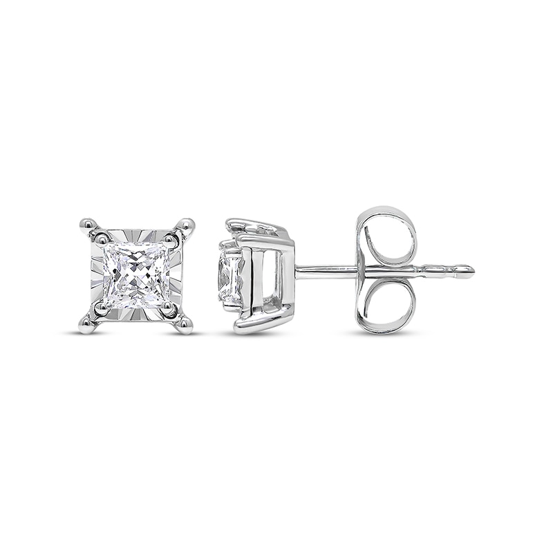 Main Image 1 of Previously Owned Radiant Reflections Solitaire Diamond Earrings 1/2 ct tw 10K White Gold (J/I3)