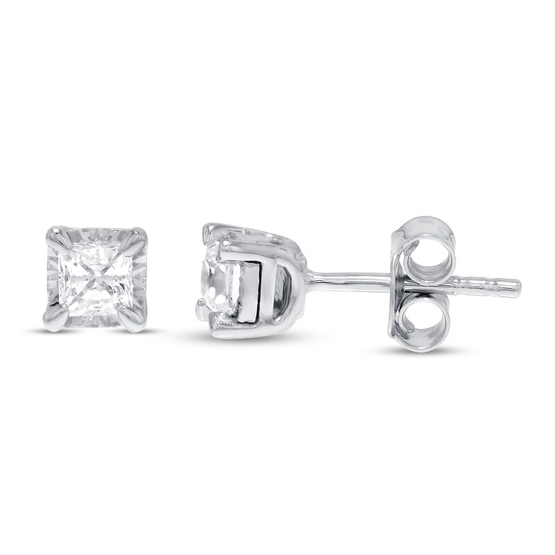 Main Image 1 of Previously Owned Radiant Reflections 1/2 ct tw Diamonds Princess-cut 10K White Gold Solitaire Earrings