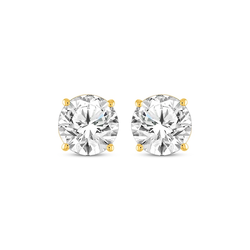 Main Image 2 of Previously Owned Diamond Solitaire Earrings 1 ct tw Round-cut 14K Yellow Gold