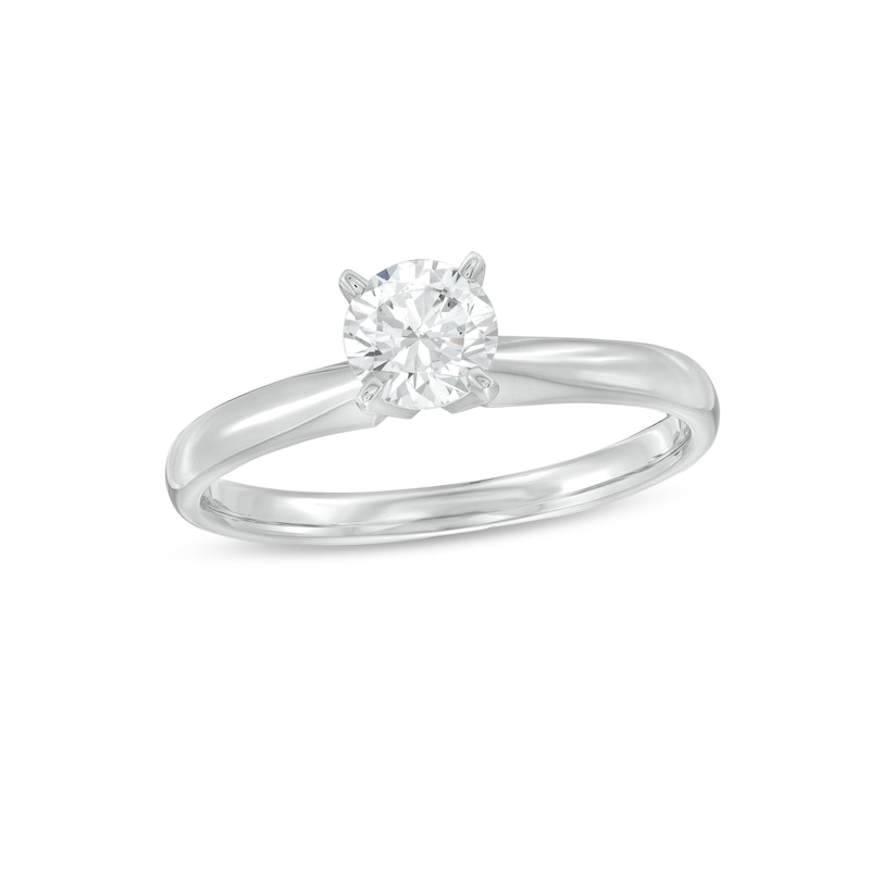 Main Image 1 of Previously Owned Round-Cut Diamond Solitaire Engagement Ring 1/2 ct tw 14K White Gold (I/I2)