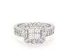 Thumbnail Image 1 of Previously Owned Princess-Cut Quad Diamond Halo Bridal Set 1-1/5 ct tw 14K White Gold Size 5
