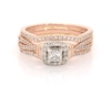 Thumbnail Image 1 of Previously Owned Princess-Cut Diamond Halo Bridal Set 7/8 ct tw 14K Two-Tone Gold Size 7.75