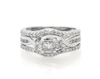 Thumbnail Image 1 of Previously Owned Princess-Cut Diamond Three-Stone Bridal Set 5/8 ct tw 10K White Gold Size 5.25