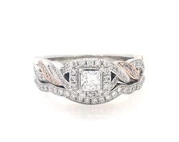 Previously Owned Neil Lane Princess-Cut Diamond Halo Bridal Set 7/8 ct tw 14K Two-Tone Gold Size 7