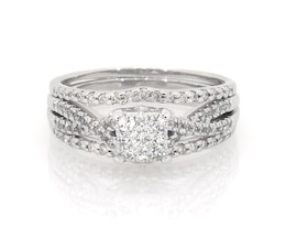 Previously Owned Round-Cut Multi-Diamond Bridal Set 5/8 ct tw 10K White Gold Size 8