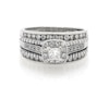 Thumbnail Image 1 of Previously Owned Princess-Cut Diamond Halo Bridal Set 7/8 ct tw 14K White Gold Size 8.25