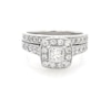 Thumbnail Image 1 of Previously Owned Princess-Cut Diamond Cushion Halo Bridal Set 1-1/5 ct tw ct tw 14K White Gold Size 7