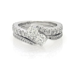 Previously Owned Ever Us Round-Cut Diamond Two-Stone Bridal Set 1-5/8 ct tw 14K White Gold Size 6