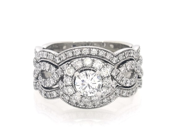 Previously Owned Neil Lane Round-Cut Diamond Bridal Set 1-3/8 ct tw 14K White Gold Size 5