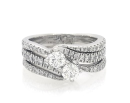 Previously Owned Ever Us Round-Cut Diamond Two-Stone Bridal Set 7/8 ct tw 14K White Gold Size 5.5