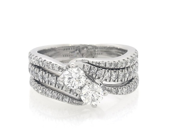 Previously Owned Ever Us Round-Cut Diamond Two-Stone Bridal Set / ct tw 14K White Gold Size