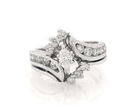 Previously Owned Marquise & Round-Cut Diamond Bridal Set 7/8 ct tw 14K White Gold Size 7.25