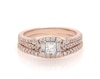 Thumbnail Image 1 of Previously Owned Adrianna Papell Princess-Cut Diamond Halo Bridal Set 3/4 ct tw 14K Two-Tone Gold Size 6.5