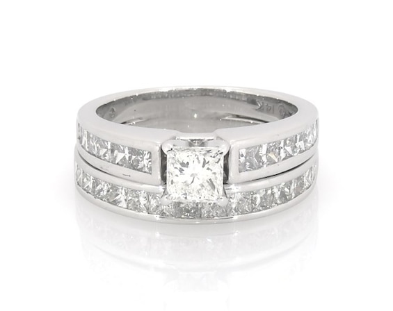 Previously Owned Princess-Cut Diamond Bridal Set 1-7/8 ct tw 14K White Gold 6.25