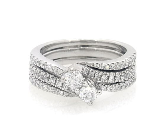 Previously Owned Ever Us Round-Cut Diamond Two-Stone Bridal Set / ct tw 14K White Gold Size
