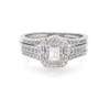 Thumbnail Image 1 of Previously Owned Emerald-Cut Diamond Double Halo Bridal Set 5/8 ct tw 10K White Gold Size 7.75