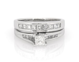 Previously Owned Princess-Cut Diamond Bridal Set 7/8 ct tw 14K White Gold Size 6
