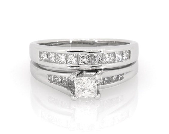 Previously Owned Princess-Cut Diamond Bridal Set 7/8 ct tw 14K White Gold Size 6