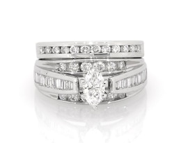 Previously Owned Marquise-Cut Diamond Bridal Set 1-1/5 ct tw 14K White Gold Size 5
