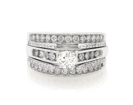Previously Owned Round-Cut Diamond Bridal Set 3/4 ct tw 14K White Gold Size 5.75