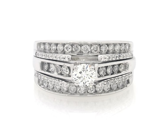 Previously Owned Round-Cut Diamond Bridal Set 3/4 ct tw 14K White Gold Size 5.75