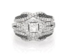 Thumbnail Image 1 of Previously Owned Princess-Cut White & Black Diamond Bridal Set 1-3/8 ct tw 14K White Gold Size 5.75