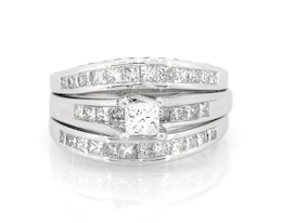 Previously Owned Princess-Cut Diamond Bridal Set 1-1/6 ct tw 14K White Gold Size 5.25