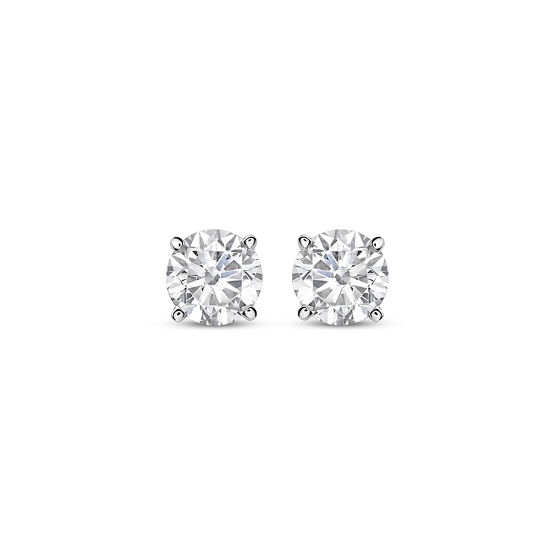 Main Image 2 of Previously Owned KAY Lab-Grown Diamonds Round-cut Solitaire Stud Earrings 3/4 ct tw 10K White Gold (I/SI2)