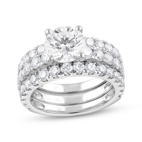 Previously Owned Lab-Grown Diamonds Round-Cut Three-Piece Bridal Set 5 ct tw 14K White Gold