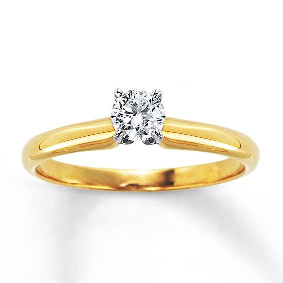 Previously Owned Round-Cut Diamond Solitaire Engagement Ring 1/3 ct tw 14K Yellow Gold