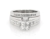Thumbnail Image 1 of Previously Owned Princess-Cut Quad Diamond Bridal Set 1-1/5 ct tw 10K White Gold Size 6