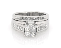 Previously Owned Princess-Cut Quad Diamond Bridal Set 1-1/5 ct tw 10K White Gold Size 6