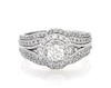 Thumbnail Image 1 of Previously Owned Round-Cut Diamond Halo Bridal Set 1-1/3 ct tw 14K White Gold Size 8.25