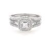 Thumbnail Image 1 of Previously Owned Princess-Cut Diamond Cushion Double Halo Bridal Set 7/8 ct tw 10K White Gold Size 8.5