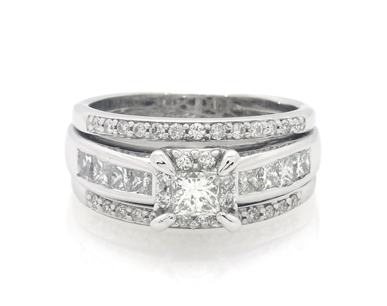 Previously Owned Princess-Cut Diamond Bridal Set 1-1/2 ct tw 14K White Gold 7.25