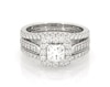 Thumbnail Image 1 of Previously Owned THE LEO Diamond Princess-Cut Halo Bridal Set 1-1/2 ct tw 14K White Gold Size 6.75