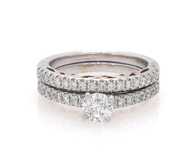 Main Image 1 of Previously Owned Round-Cut Diamond Engagement Ring 7/8 ct tw 14K Two-Tone Gold Size 7
