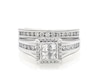 Thumbnail Image 1 of Previously Owned Princess-Cut Quad Diamond Bridal Set 7/8 ct tw 14K White Gold Size 6.5