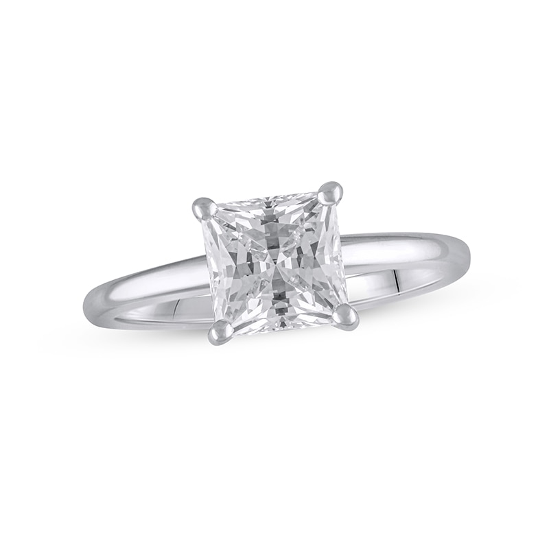 Main Image 1 of Previously Owned Lab-Grown Diamonds Solitaire Ring 1-1/2 ct tw Princess-cut 14K White Gold (F/VS2)