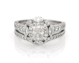 Previously Owned Neil Lane Studio Cushion-Cut Diamond Halo Bridal Set 1-7/8 ct tw 14K White Gold Size 7.5