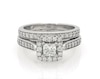 Thumbnail Image 1 of Previously Owned THE LEO Diamond Princess-Cut Halo Bridal Set 7/8 ct tw 14K White Gold Size 6