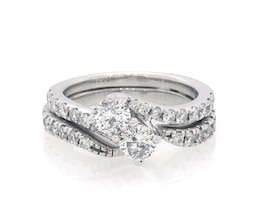 Previously Owned Ever Us Round-Cut Diamond Two-Stone Bridal Set 1-3/8 ct tw 14K White Gold Size 5.5