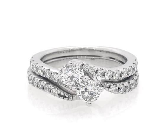 Previously Owned Ever Us Round-Cut Diamond Two-Stone Bridal Set 1-3/8 ct tw 14K White Gold 5.5