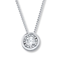 Previously Owned Diamond Solitaire Necklace 1/4 ct 10K White Gold (I/I2)